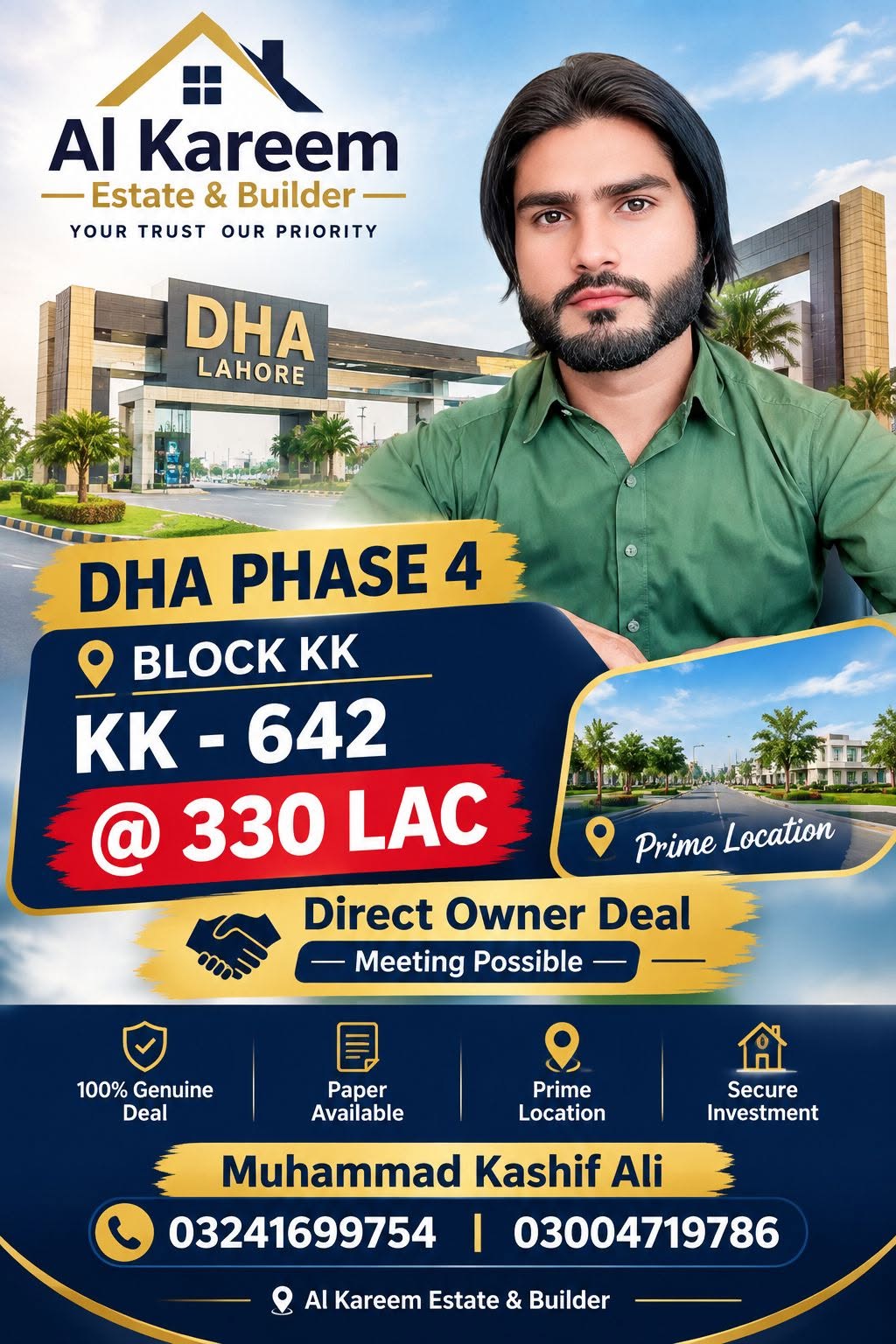 Agent ka FB ad (Al Kareem Estate) — direct owner deal