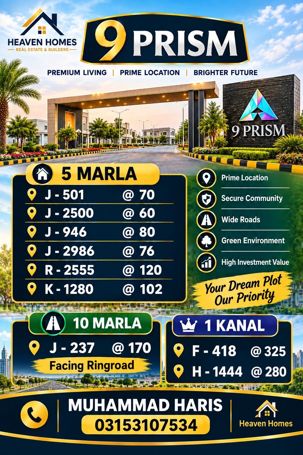 Agent ka FB ad (Heaven Homes) — 9 Prism plots